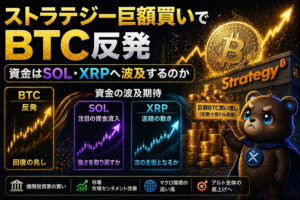 ストラテジー巨額買いでBTC反発──資金はSOL・XRPへ波及するのか