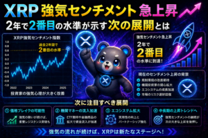 XRP強気センチメント急上昇。2年で2番目の水準が示す次の展開とは？