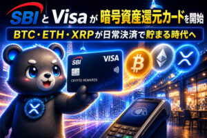 SBIとVisaが暗号資産還元カードを開始。BTC・ETH・XRPが日常決済で貯まる時代へ